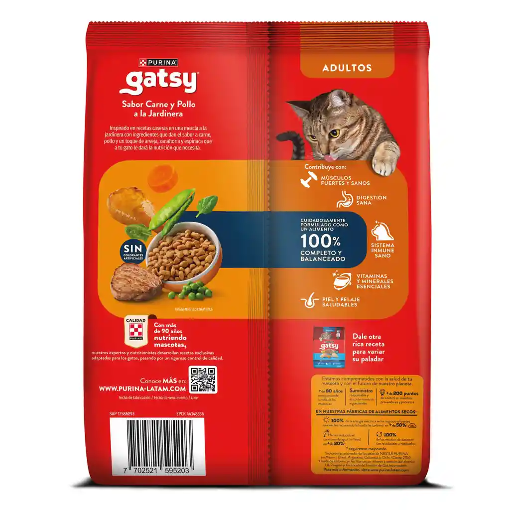 Comida para Gatos Purina Gatsy pollo y carne 500gr