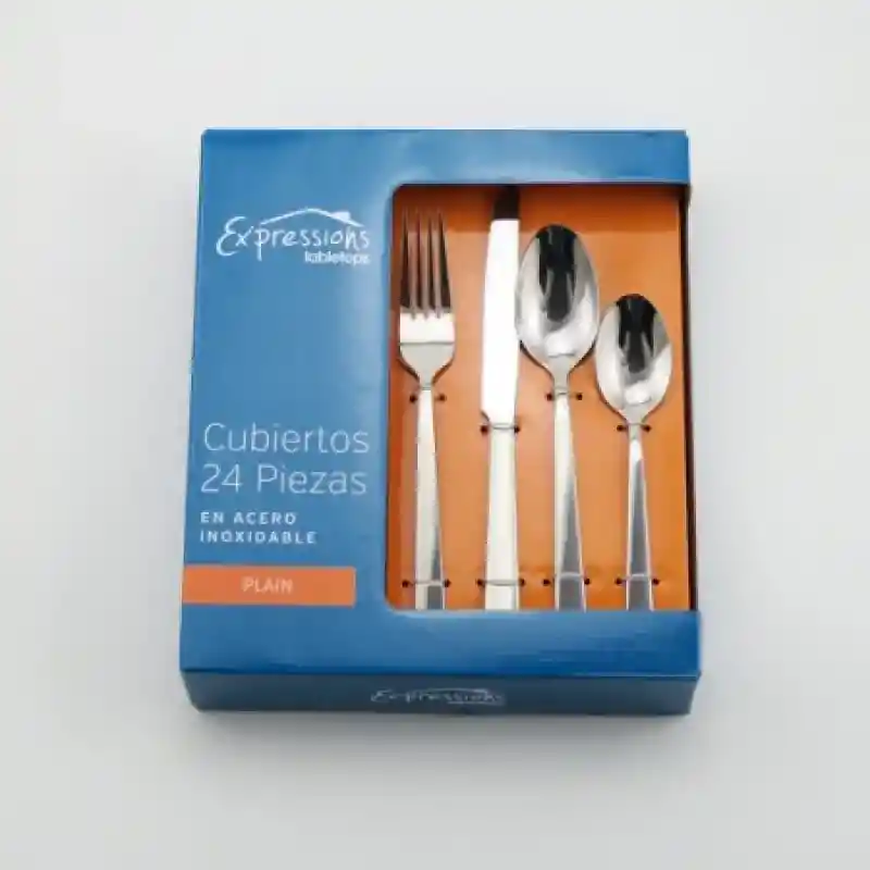 Juego de Cubiertos Incluye Cuchara Grande 6 Und + Cuchara de Postre 6 Und + Tenedor 6 Und + Cuchillo 6 Und. de 2 mm Espesor, Pulido a Mano Tipo Espejo. Sku 207205