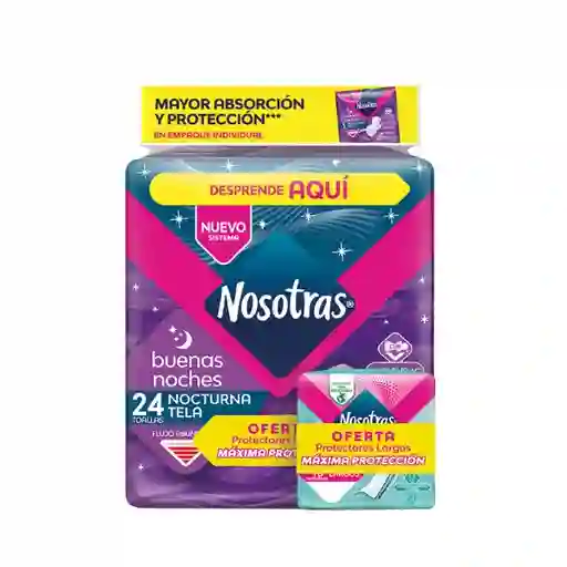 Nosotras Toalla Higiénica Buenas Noches Tela + Protectores
