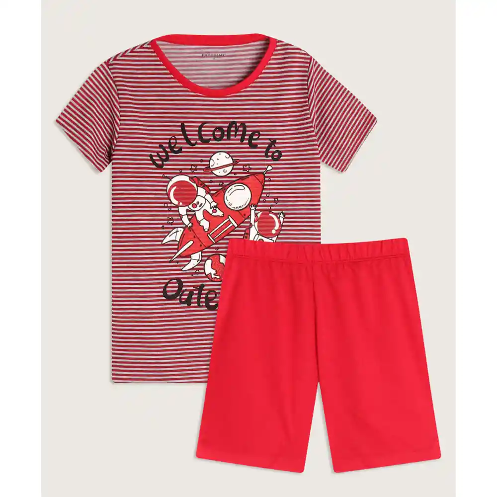 Pijama Camiseta Estampada Con Screen y Short Unicolor Infantil Niño 66040052