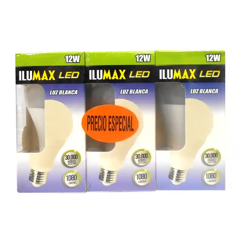 Ilumax Bombillo LED Luz Blanca 12W E27 Pack 3 Unidades 15000h