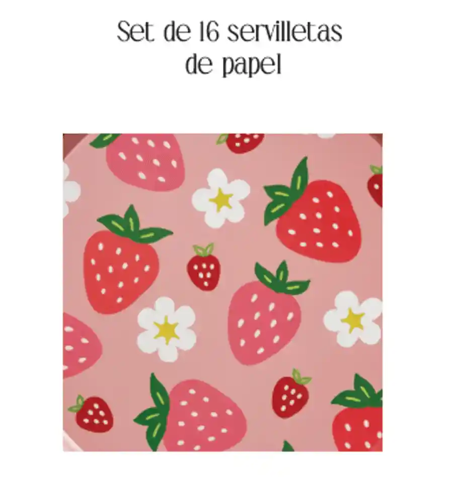 Playmart Fresas Servilleta de 33 X 33 Cm - 18 G