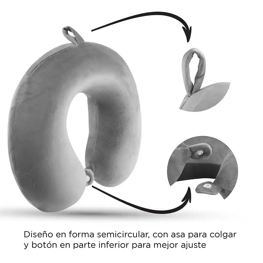 Miniso Cojín Para Cuello de Memory Gris Oscuro 30 x 30 x 9 cm