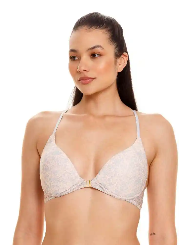 Brasier Triangular Con Encaje Espalda 32b-grisplata