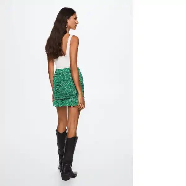 Falda Ruffle Verde Talla S Mujer Mango