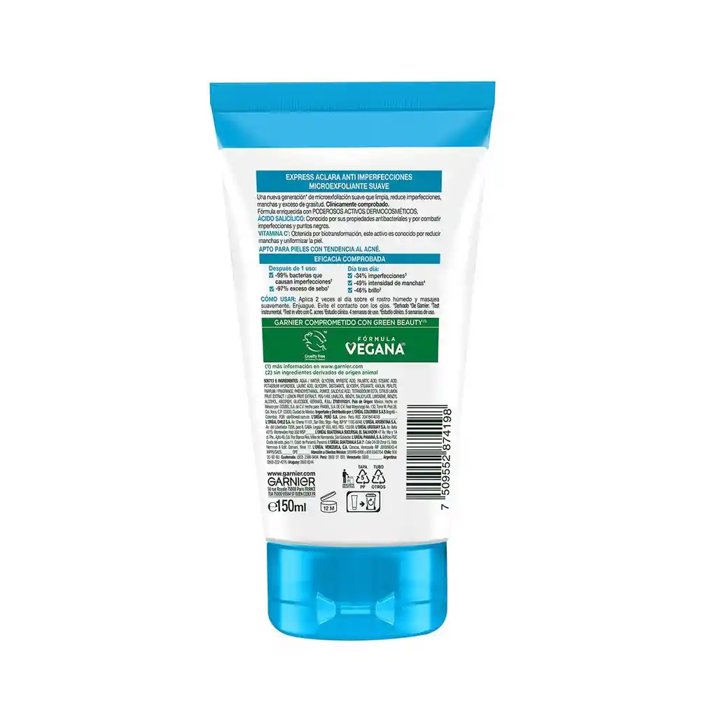 Limpiador Garnier Express Aclara Anti Imperfecciones Scrub