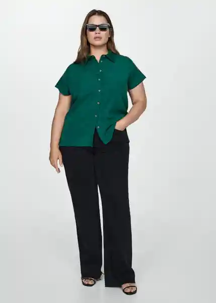 Camisa Robbie Verde Talla L Mujer Mango