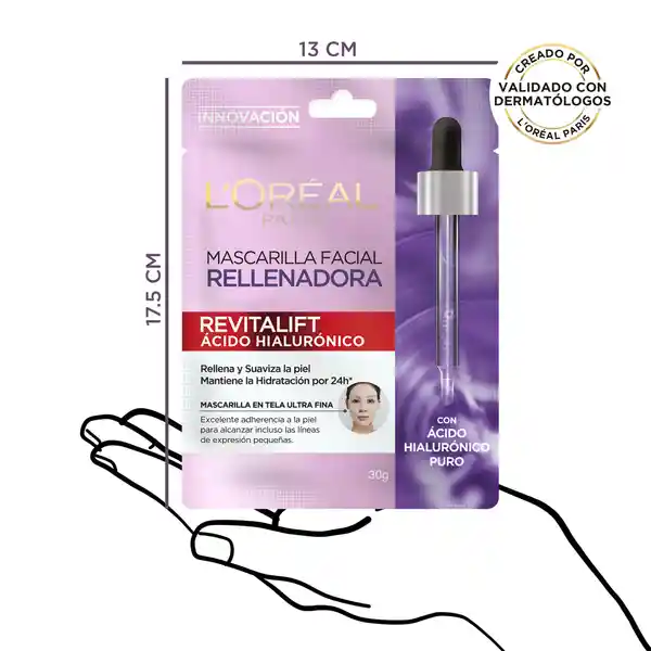 Loreal Paris Mascarilla Facial Rellenadora Ácido Hialurónico 