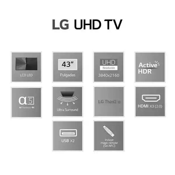 Lg Televisor 43" Uhd 4k Smart tv 43UP7750PSB.AWC