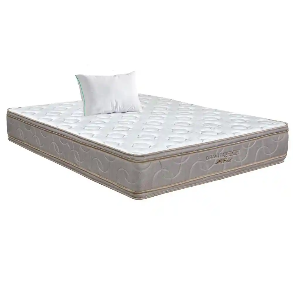 Colchón + Almohada Fantasia Semidoble (120 X 190 Cm) Kit Dravita Premium Resortado Semifirme