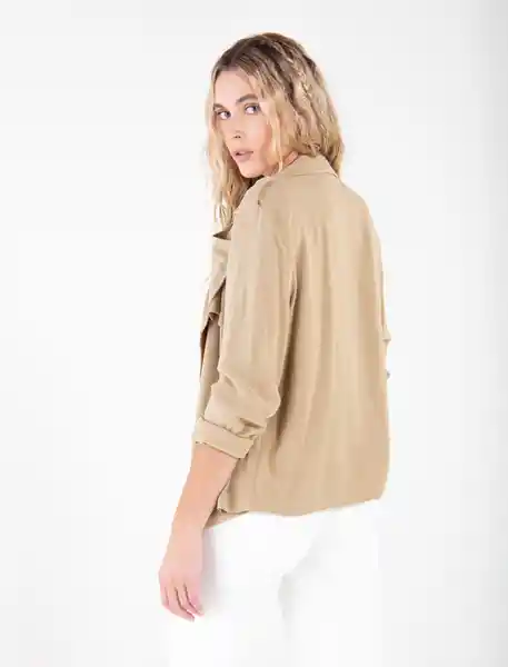 Chaqueta Cuello de Solapa Beige Camuflaje Medio Talla L Naf Naf