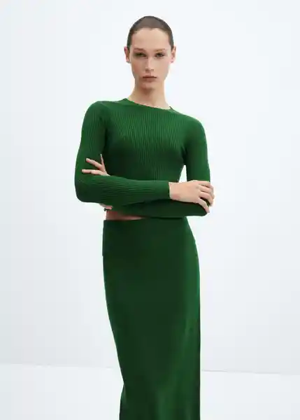 Falda Prinches Verde Talla XS Mujer Mango