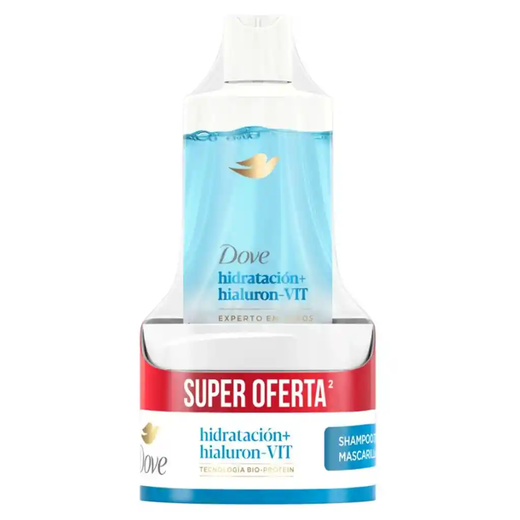 Shampoo Dove Hidratacion + Hilauron + Tratamiento Capilar X 300 Gr Super Oferta