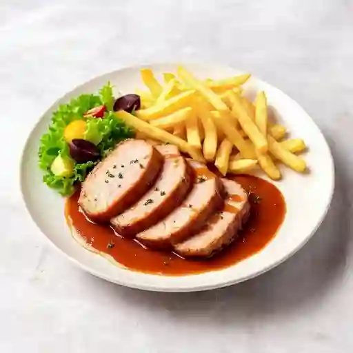 Lomo cerdo en salsa hawaiana o ciruela