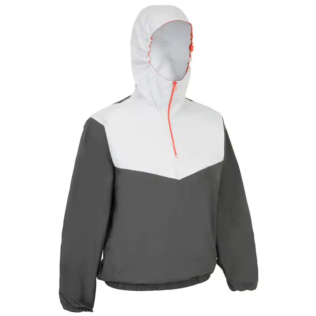 Chaqueta Cortaviento Capucha Náutica Vela Ligera Triboard 100 Adulto Gris|blanco