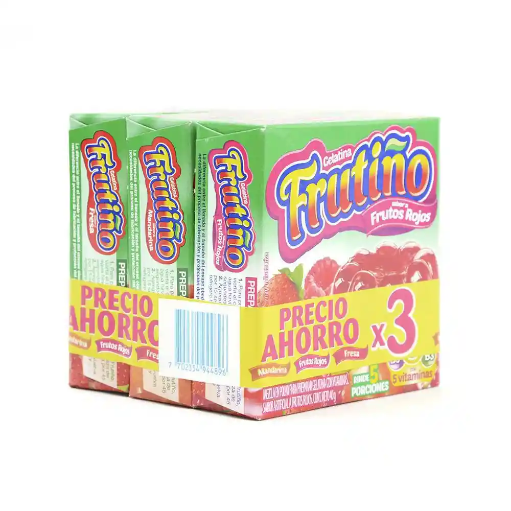 Frutiño Gelatina en Polvo Sabores Surtidos Pack X3