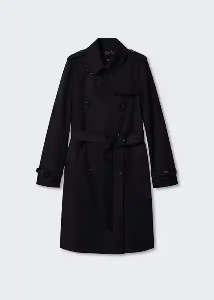 Gabardina Trench Polana Negro Talla 18 Mujer Mango