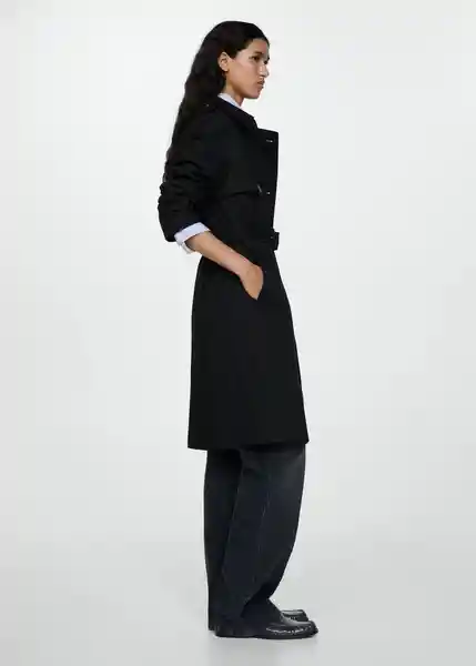 Saco Trench Polana Negro Talla XL Mujer Mango