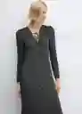 Vestido Pomelo Negro Talla 24 Mujer Mango