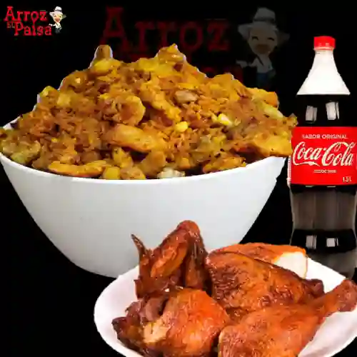 Arroz Paisa, 1 Pollo Frito y Gaseosa 1.5