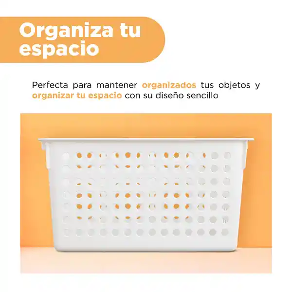 Organizador Plástico Con Asa Versión Alta Blanco L Miniso