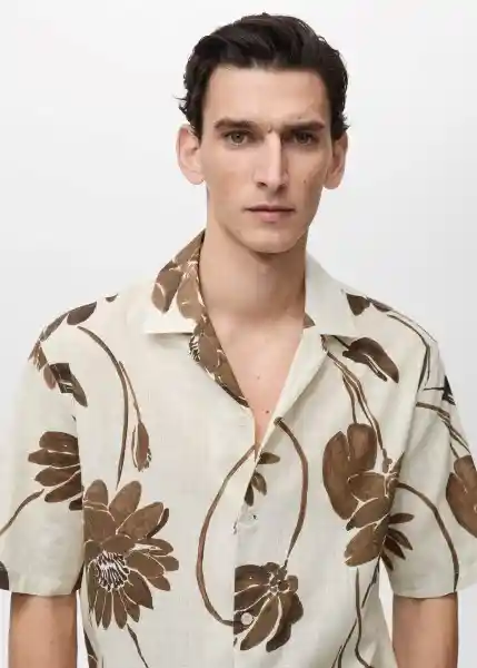 Camisa Sicilia Marron Talla M Hombre Mango