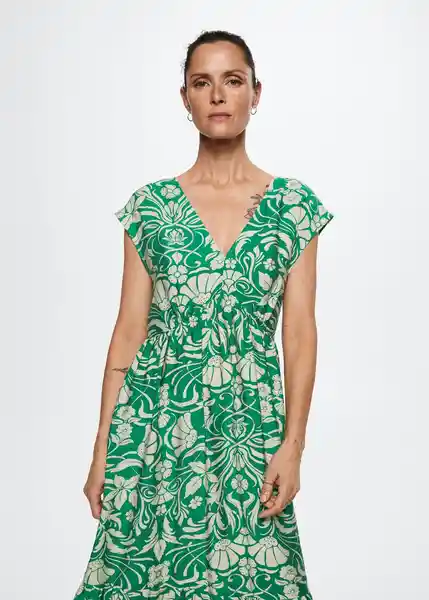 Vestido Fiore Verde Talla 18 Mujer Mango