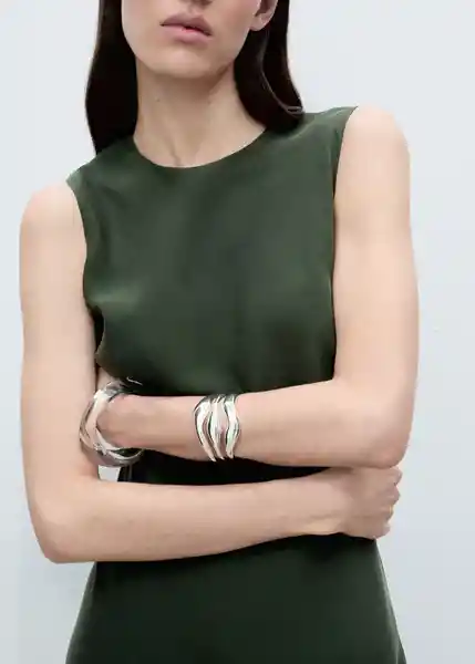 Vestido Cava Verde Talla M Mujer Mango
