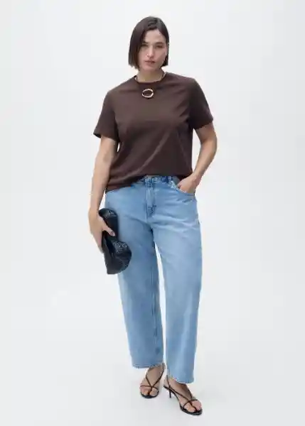 Camiseta Rita Chocolate Talla L Mujer Mango