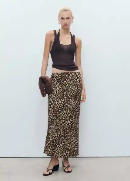 Falda Lion Marrón Talla L Mujer Mango