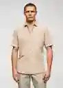 Camisa Mahon Beige Talla S Hombre Mango