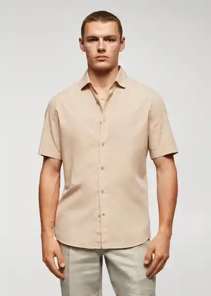 Camisa Mahon Beige Talla S Hombre Mango