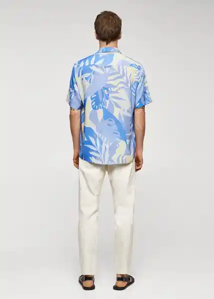 Camisa Leaves-H Celeste Talla M Hombre Mango