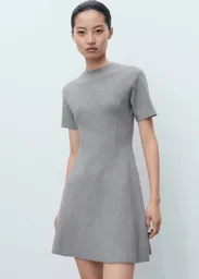 Vestido Domino Gris Medio Vigore Talla M Mujer Mango