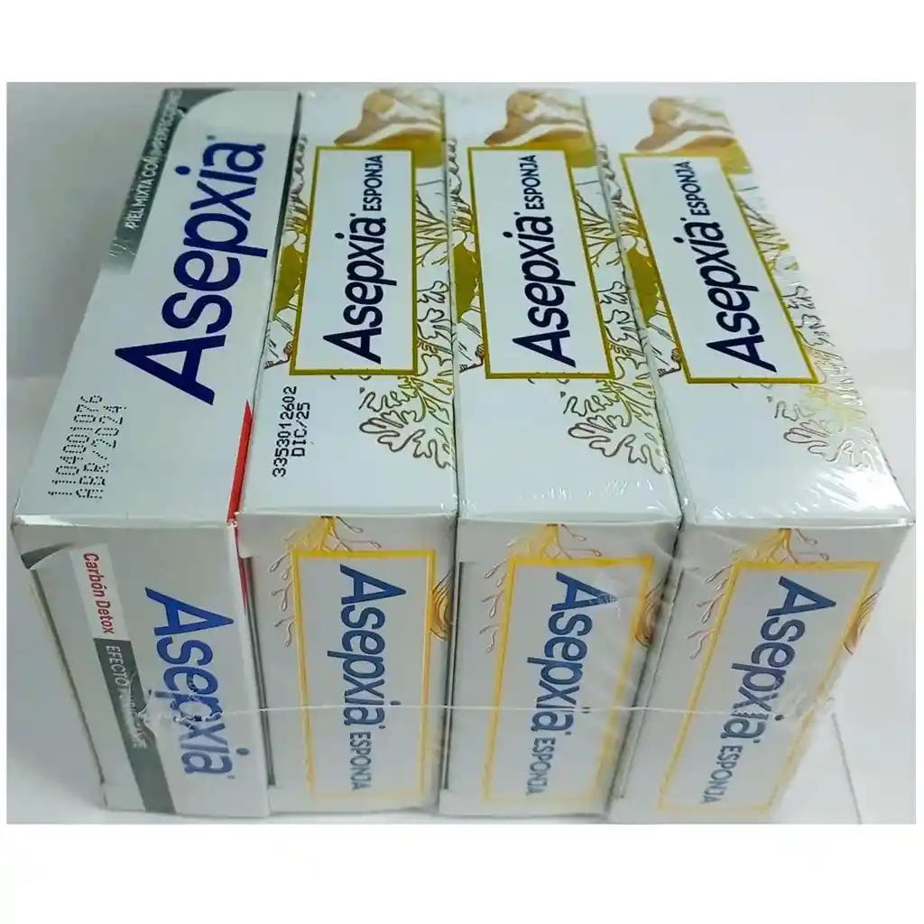 Asepxia Jabon Barra Esponja (3) + Asepxia Jabon Barra Carbon Precio Especial