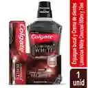 Colgate Enjuague Bucal + Crema Dental Luminous White Carbón