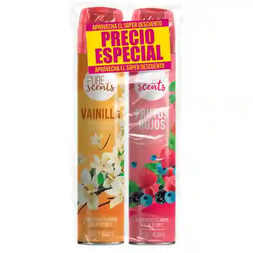 Pure Scents Pack Aromatizador Aerosol Vainilla-Frutos Rojos