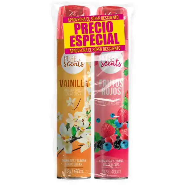Pure Scents Pack Aromatizador Aerosol Vainilla-Frutos Rojos