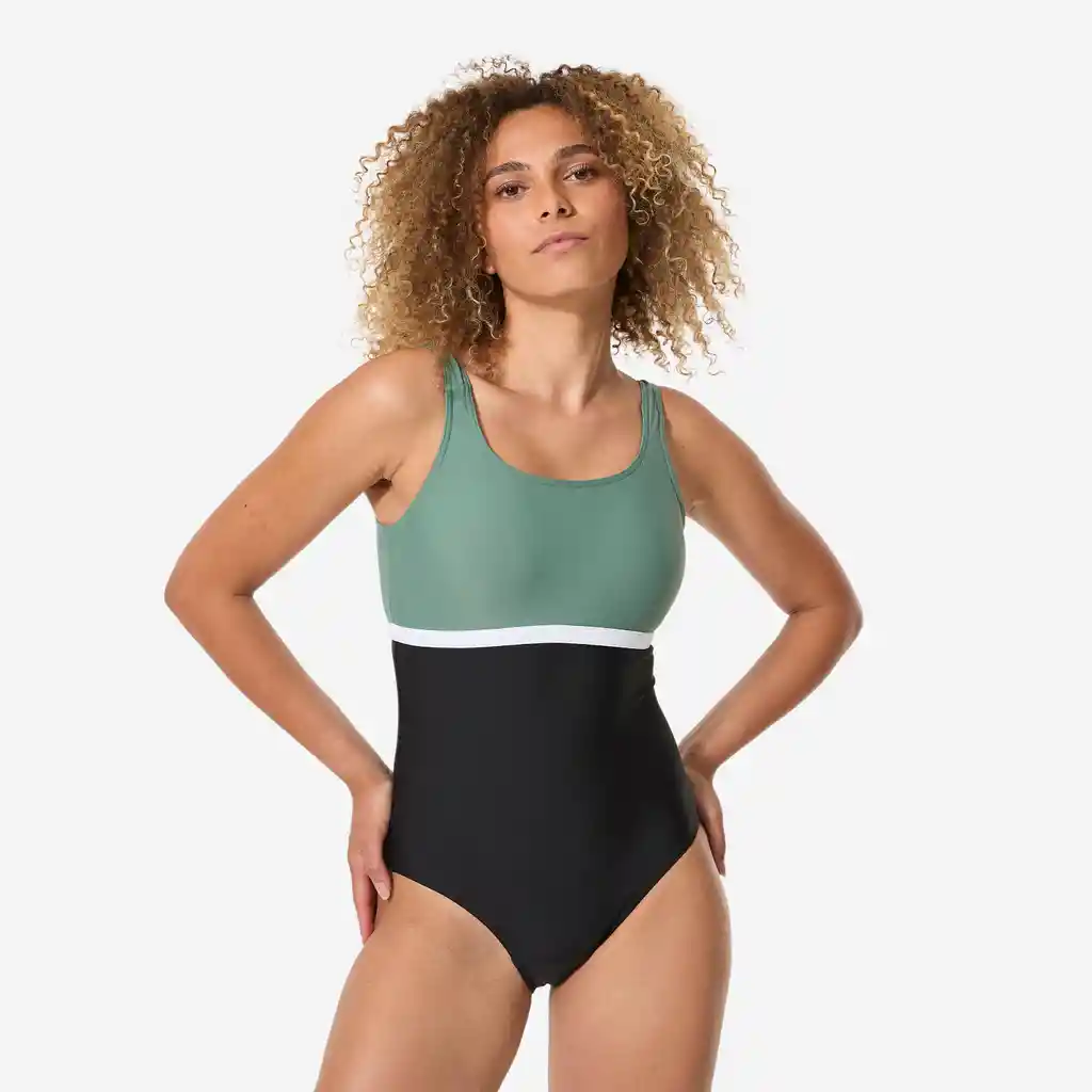 Vestido de Baño Natación Heva Li Mujer Negro-caqui