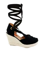 Sandalias Spadrilla Plataforma Sole Negro 36 Mercedes Campuzano