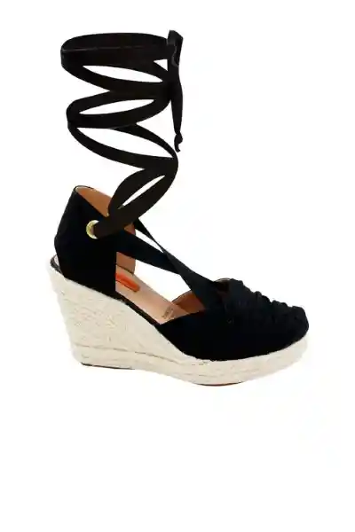 Sandalias Spadrilla Plataforma Sole Negro 36 Mercedes Campuzano