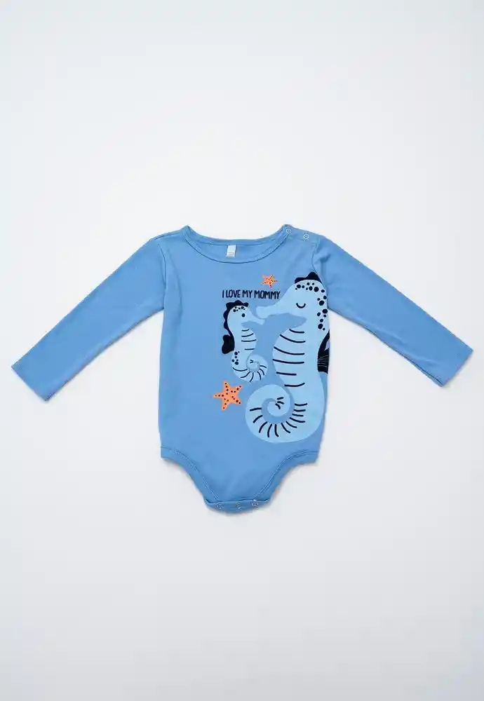 Body Manga Larga Niño 6/9 Meses-azul