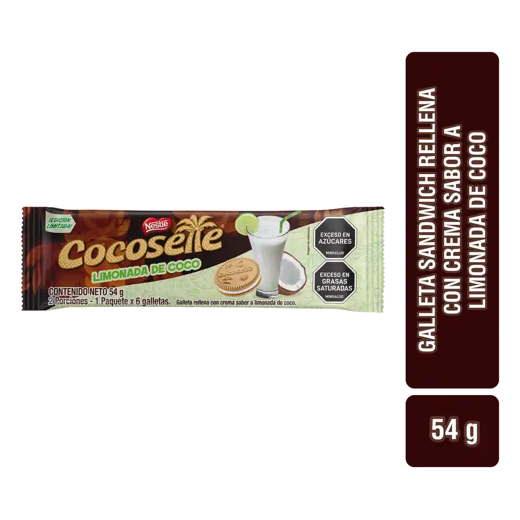 Galletas COCOSETTE Sándwich rellenas con crema sabor a limonada de coco x 54g c/u
