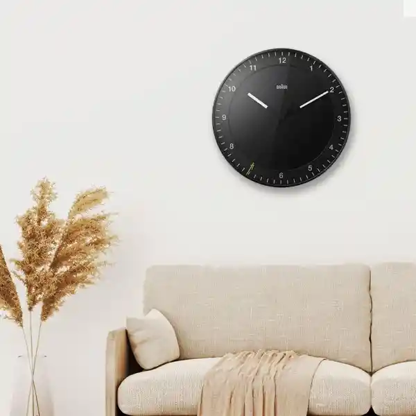 Braun Reloj de Pared Grande Análogo Negro