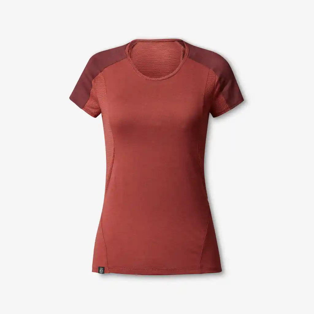 Camiseta Manga Corta Mujer Para Trekking Lana de Merino Mt500