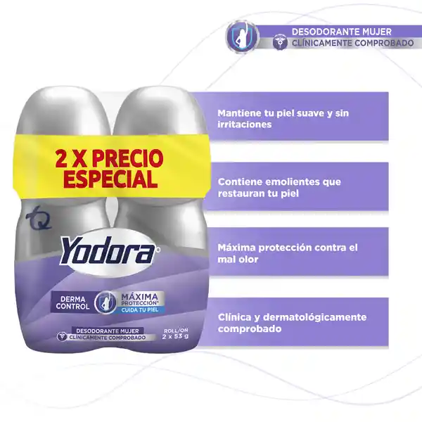 Yodora Desodorante Roll On Derma Control 