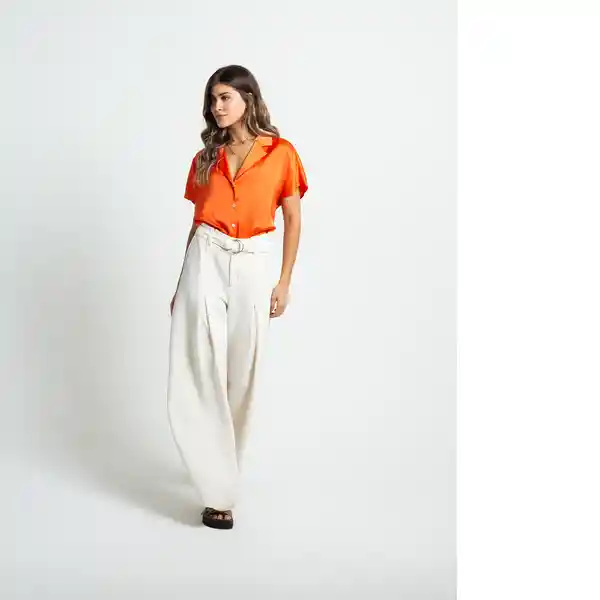 Camisa Camila Mujer Naranja Lirio Medio Talla S 012F348 Naf Naf