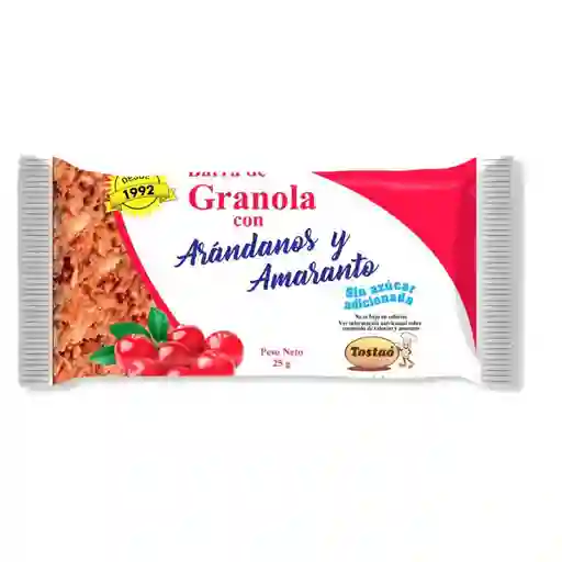 Tostao Barra de Granola con Arándanos y Amaranto sin Azúcar 