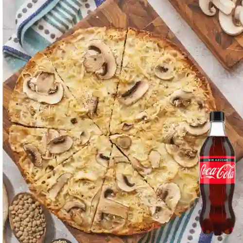 Combo Pizza Pollo Champiñones + Coca-Cola Zero 600 ml
