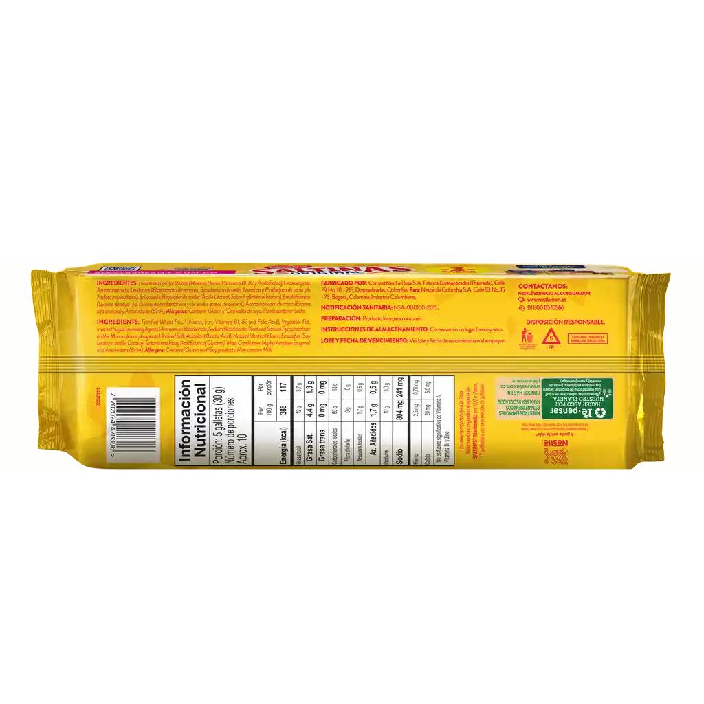Galletas SALTINAS Mantequilla 3 tacos x 288g